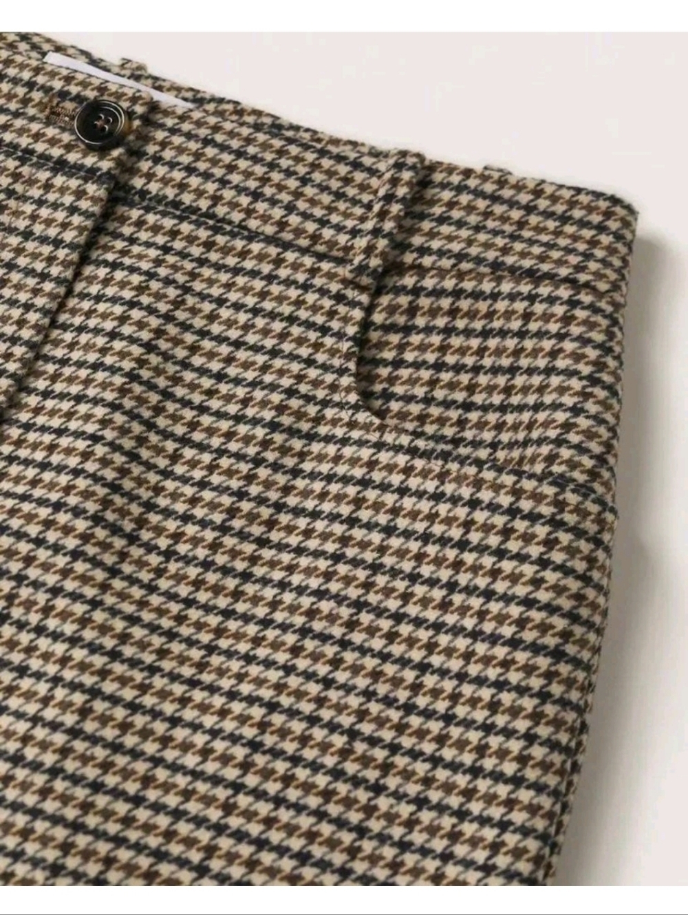 Mango MNG High-Waist Wool Blend Houndstooth Midi Skirt with Front Slit - 8 - Picture 3 of 5